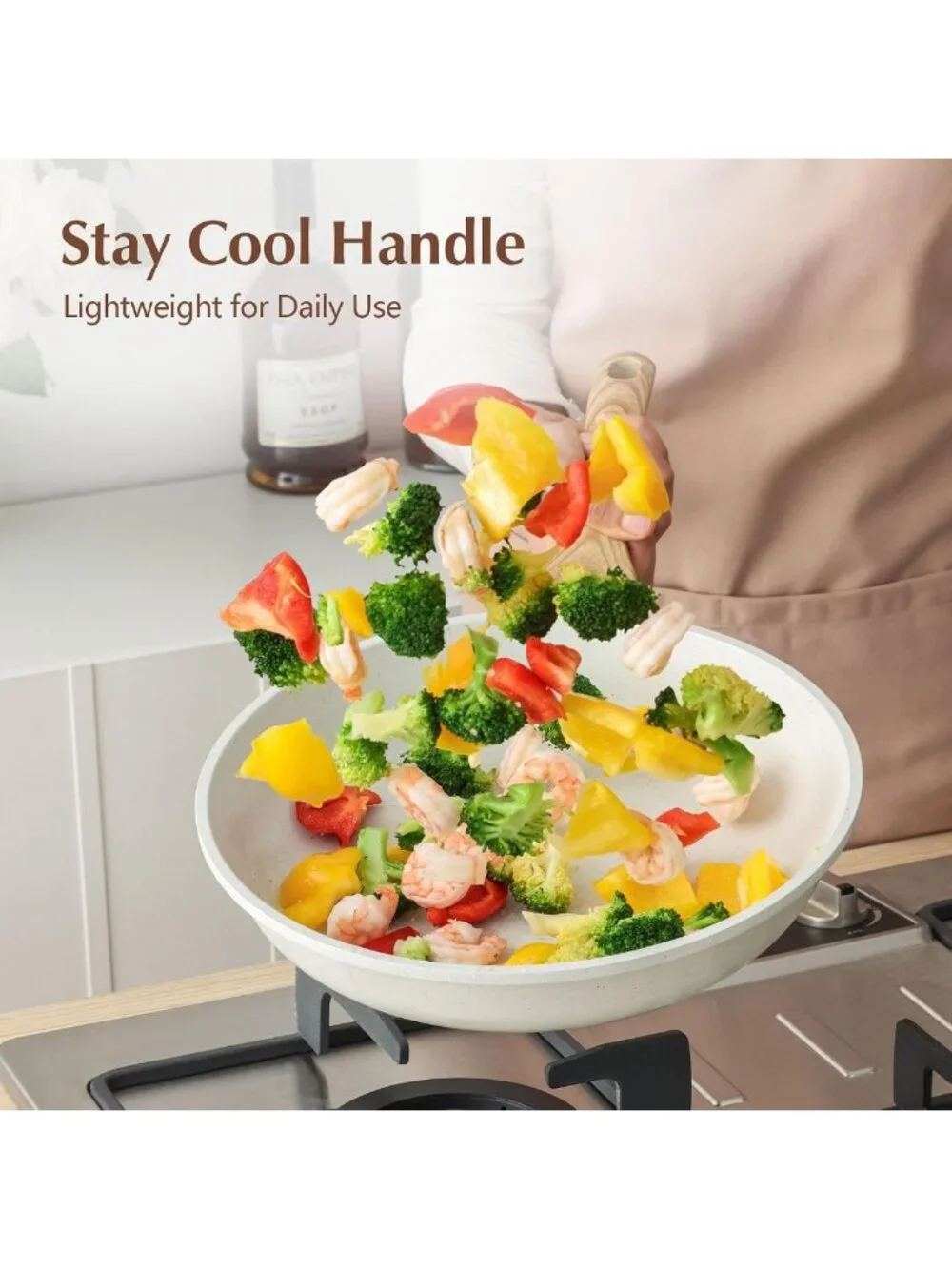 Nonstick Ceramic Frying Pan with Lid - 8 to 12.5 Inch Cookware for Easy Cooking